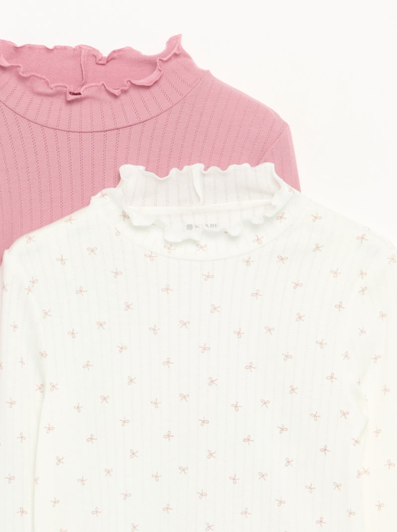Pack de 2 camisetas de punto fantasía con acabados ondulados Rosa - Kiabi