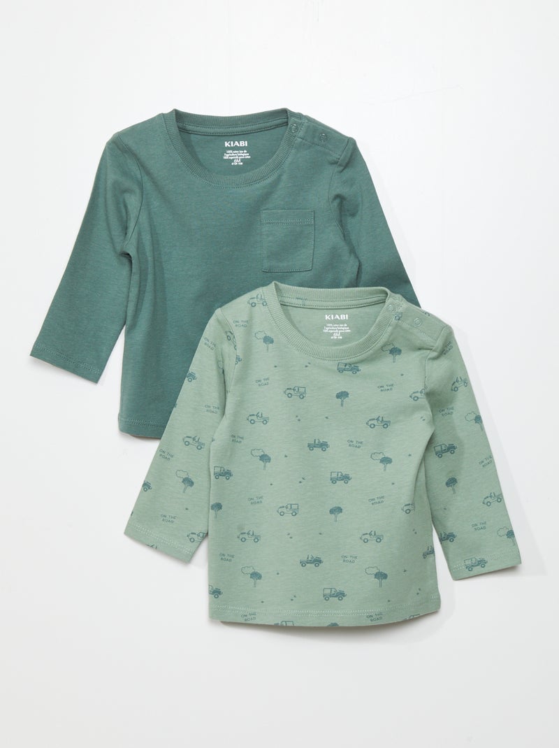 Pack de 2 camisetas de punto VERDE - Kiabi