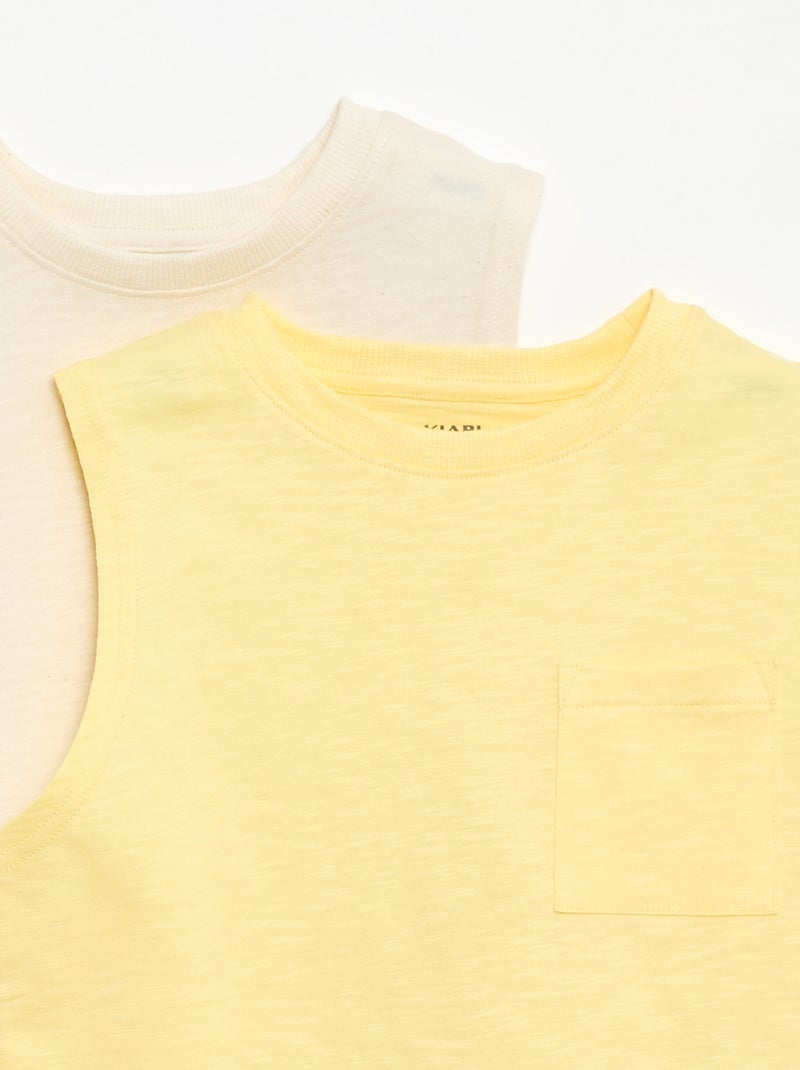 Pack de 2 camisetas de tirantes con bolsillo en el pecho Amarillo - Kiabi
