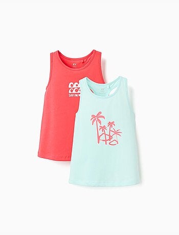 Pack de 2 camisetas de tirantes de algodón con estampados de playa