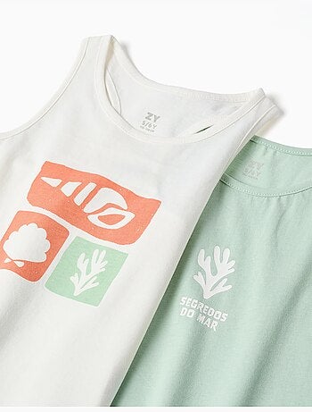 Pack de 2 camisetas de tirantes de algodón con estampados de playa
