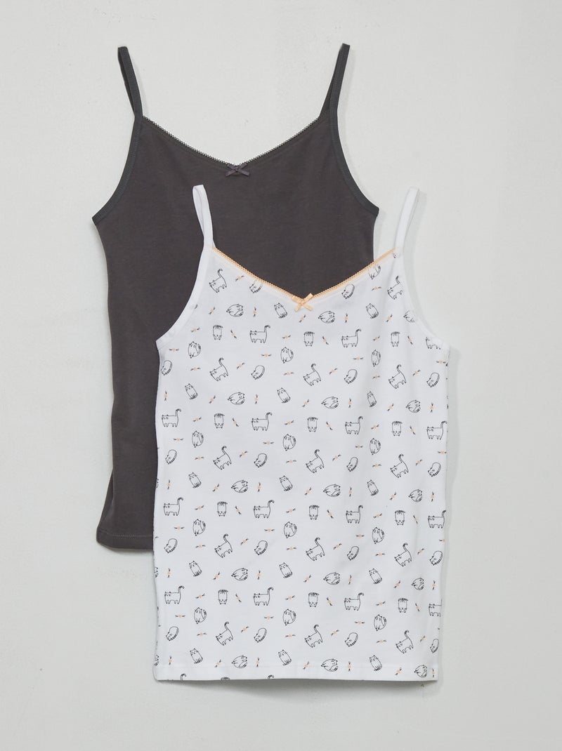 Pack de 2 camisetas de tirantes de algodón elástico BLANCO - Kiabi