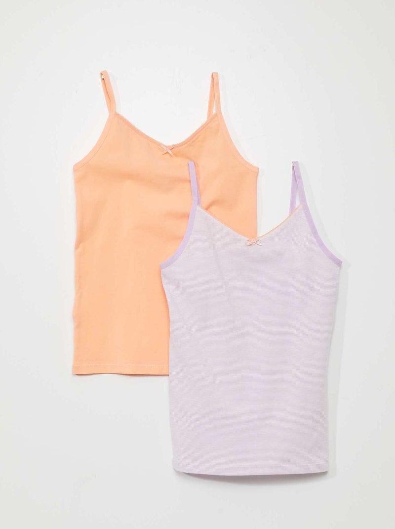 Pack de 2 camisetas de tirantes de algodón elástico PURPURA - Kiabi