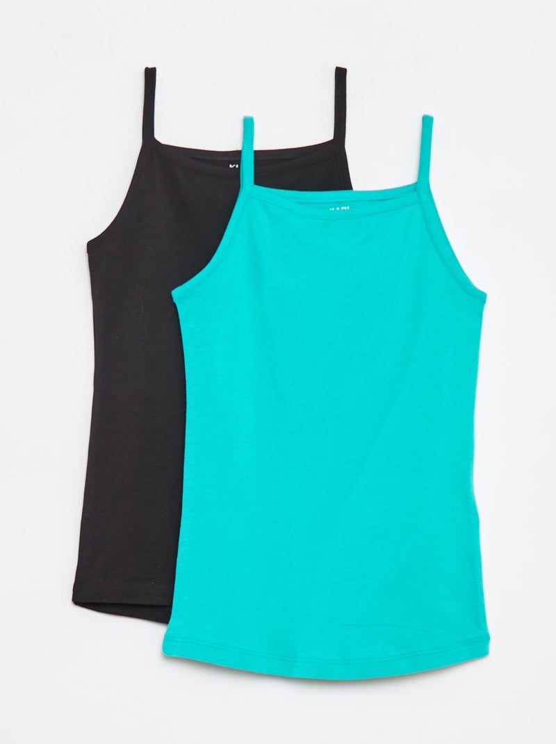 Pack de 2 camisetas de tirantes de algodón elástico VERDE - Kiabi