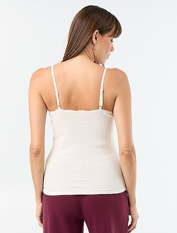 Pack de 2 camisetas de tirantes de canalé con encaje