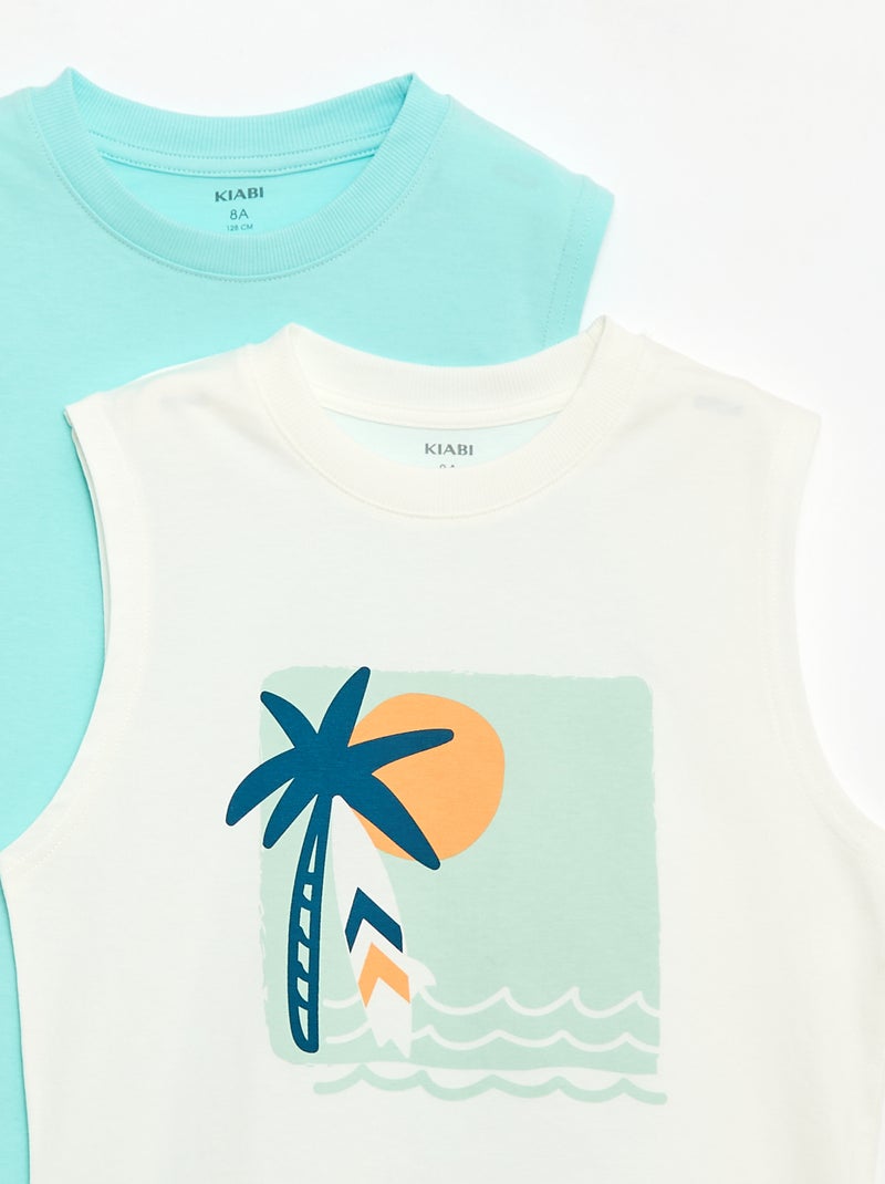 Pack de 2 camisetas de tirantes de cuello redondo Blanco - Kiabi