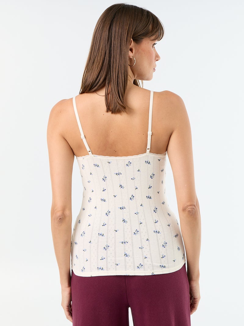 Pack de 2 camisetas de tirantes de punto calado estampado Blanco - Kiabi