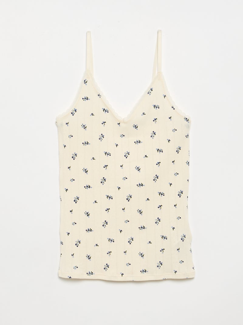Pack de 2 camisetas de tirantes de punto calado estampado Blanco - Kiabi