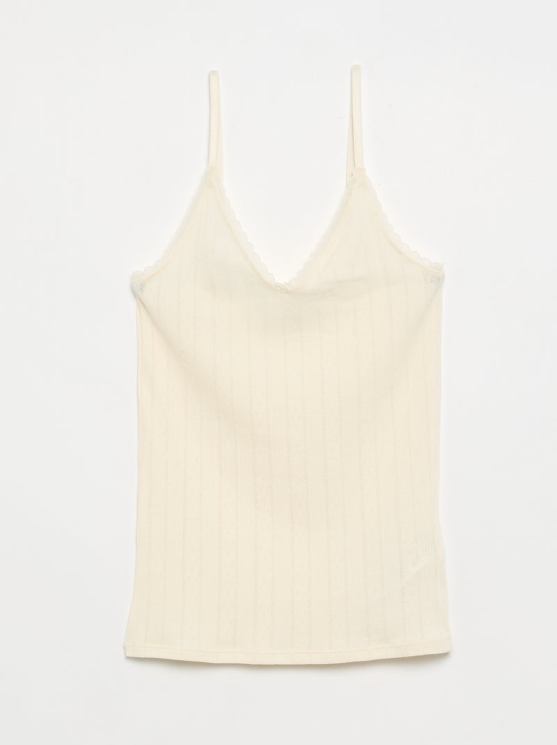 Pack de 2 camisetas de tirantes de punto calado estampado Blanco - Kiabi