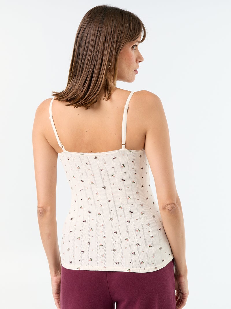 Pack de 2 camisetas de tirantes de punto calado estampado Blanco - Kiabi