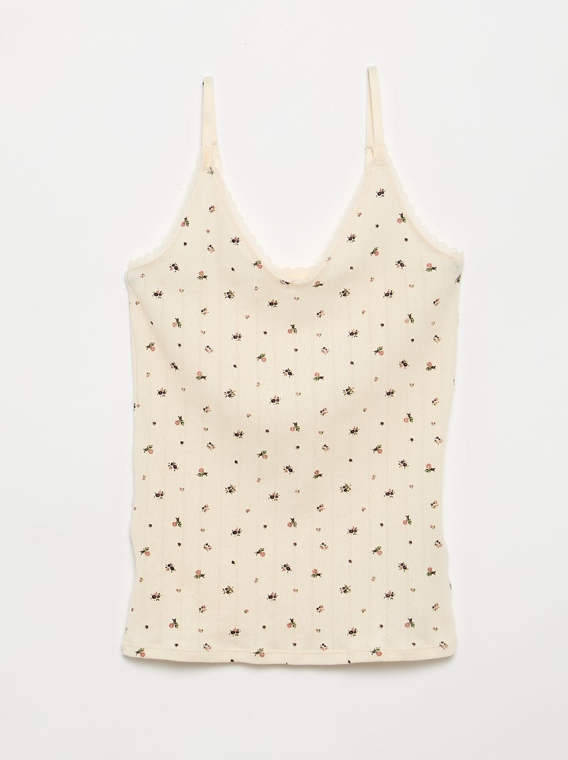 Pack de 2 camisetas de tirantes de punto calado estampado Blanco - Kiabi