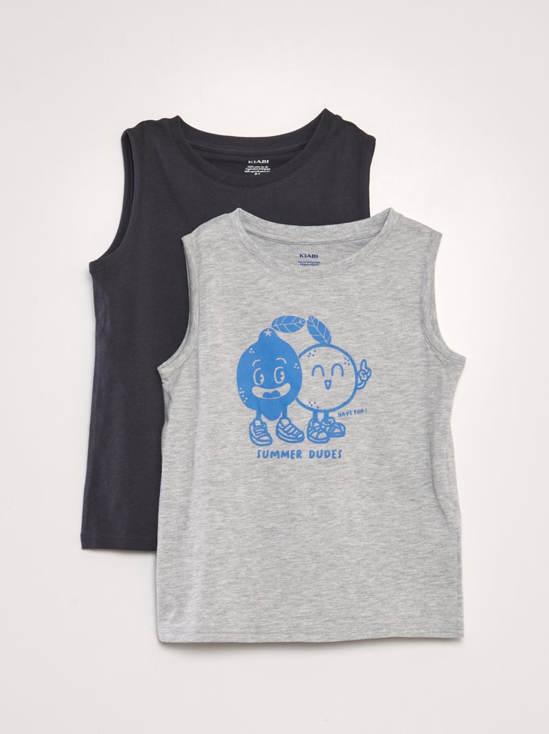 Pack de 2 camisetas de tirantes GRIS - Kiabi