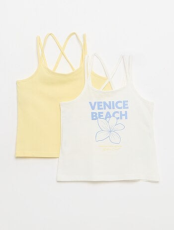Pack de 2 camisetas de tirantes, una estampada