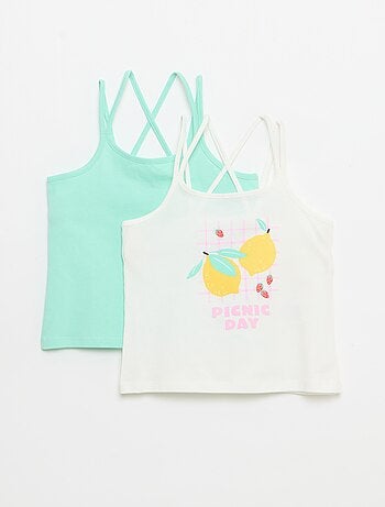 Pack de 2 camisetas de tirantes, una estampada