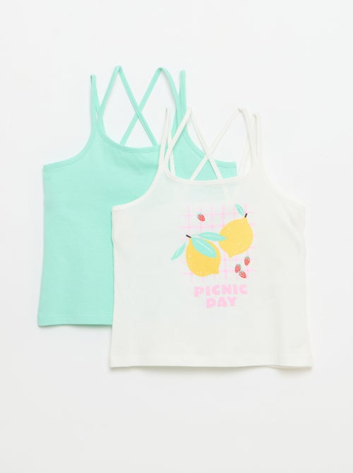 Pack de 2 camisetas de tirantes, una estampada - Kiabi