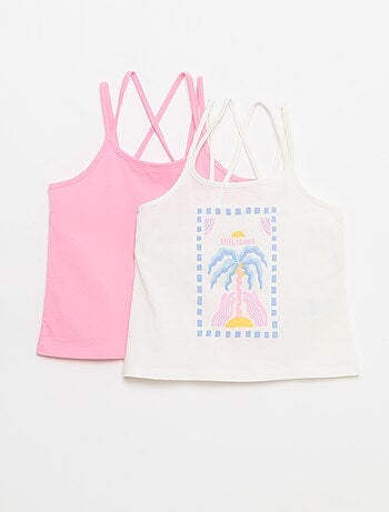 Pack de 2 camisetas de tirantes, una estampada