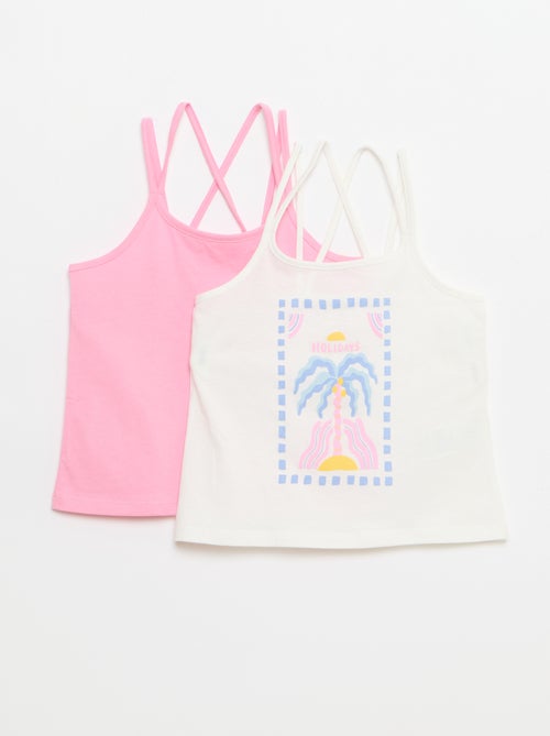 Pack de 2 camisetas de tirantes, una estampada - Kiabi