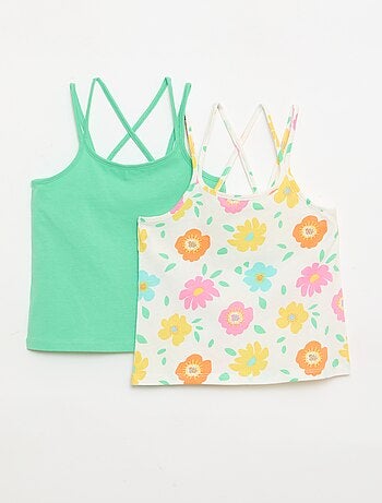 Pack de 2 camisetas de tirantes, una estampada