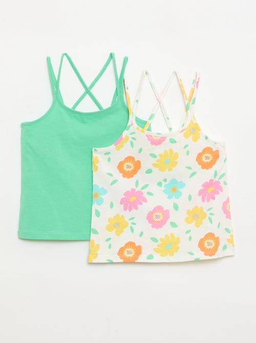 Pack de 2 camisetas de tirantes, una estampada - Kiabi