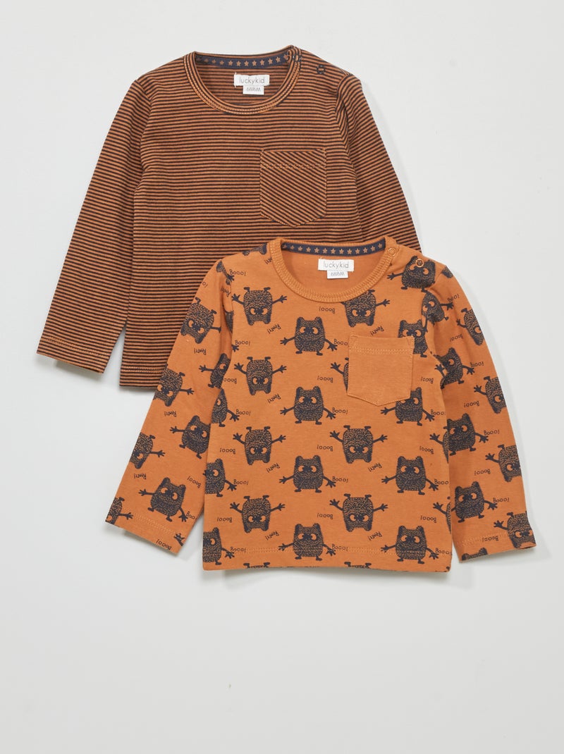 Pack de 2 camisetas estampadas MARRON - Kiabi