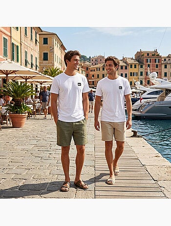 Pack de 2 camisetas hombre algodón cuello redondo o cuello de pico QUIKSILVER