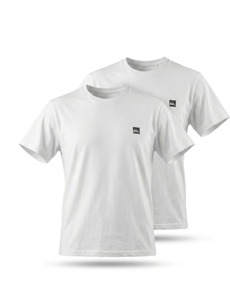Pack de 2 camisetas hombre algodón cuello redondo o cuello de pico QUIKSILVER Blanco - Kiabi