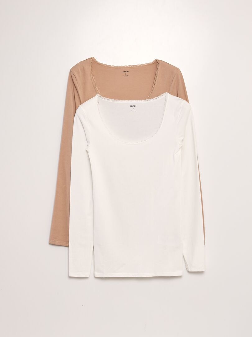 Pack de 2 camisetas interiores BEIGE - Kiabi