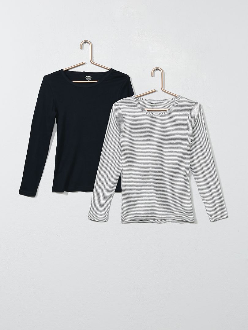 Pack de 2 camisetas interiores de algodón orgánico negro/gris - Kiabi