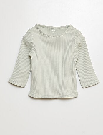 Pack de 2 camisetas lisas de canalé de manga larga