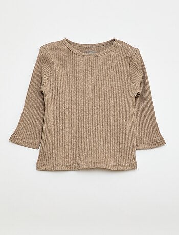 Pack de 2 camisetas lisas de canalé de manga larga