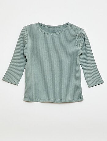 Pack de 2 camisetas lisas de canalé de manga larga