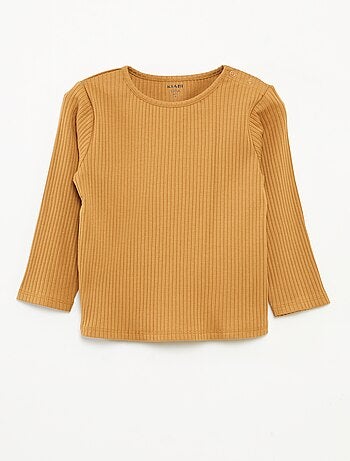 Pack de 2 camisetas lisas de canalé de manga larga