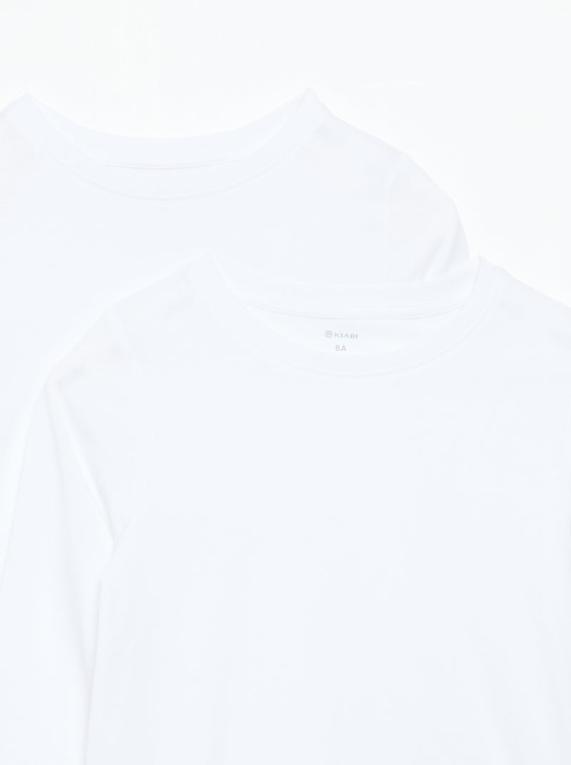 Pack de 2 camisetas lisas de manga larga Blanco - Kiabi
