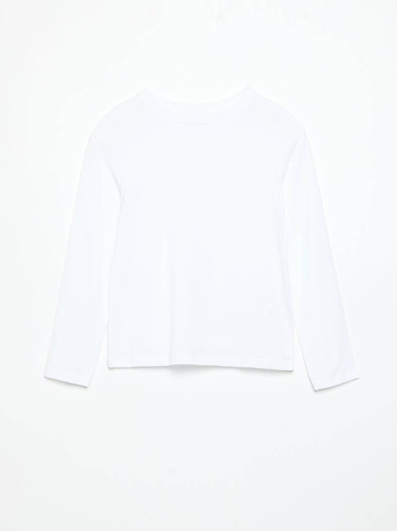 Pack de 2 camisetas lisas de manga larga Blanco - Kiabi