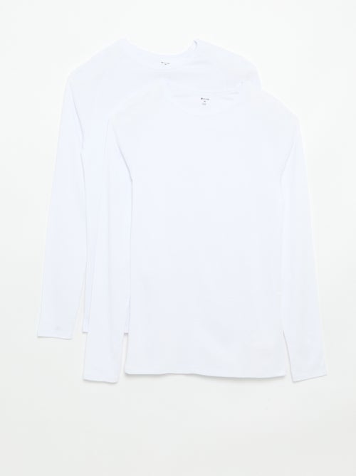 Pack de 2 camisetas lisas de manga larga - Kiabi