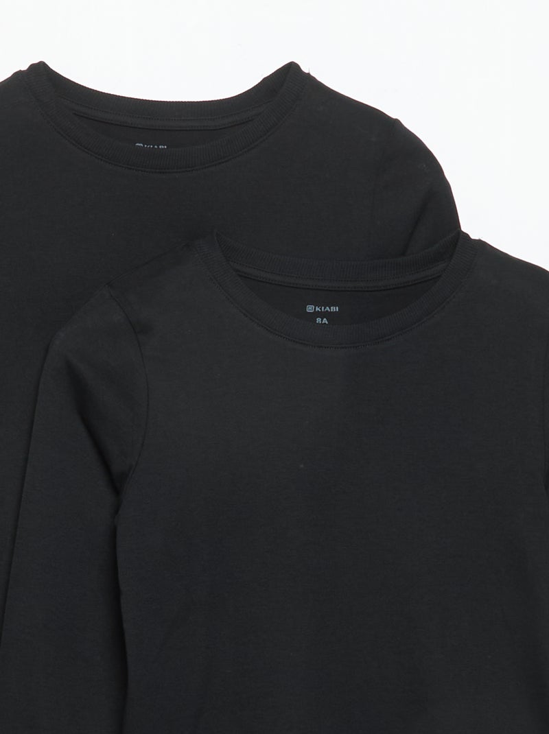 Pack de 2 camisetas lisas de manga larga Negro - Kiabi