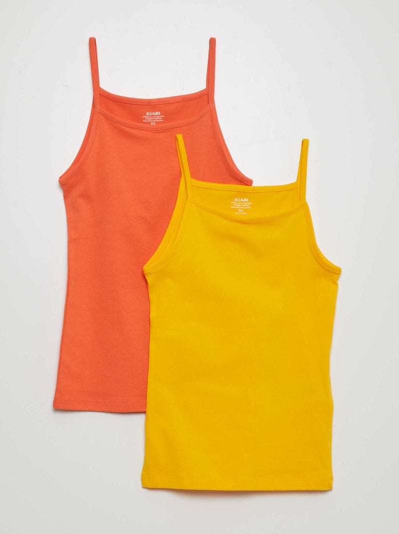 Pack de 2 camisetas lisas sin mangas AMARILLO - Kiabi