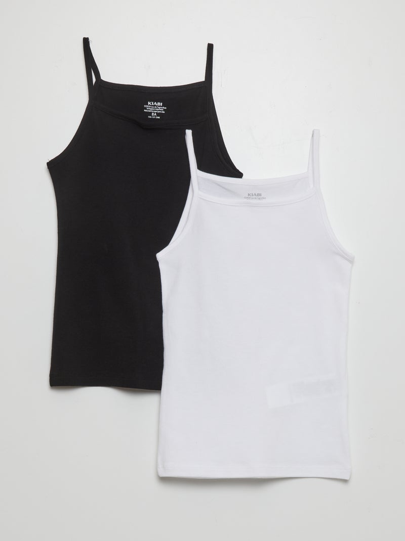 Pack de 2 camisetas lisas sin mangas NEGRO - Kiabi