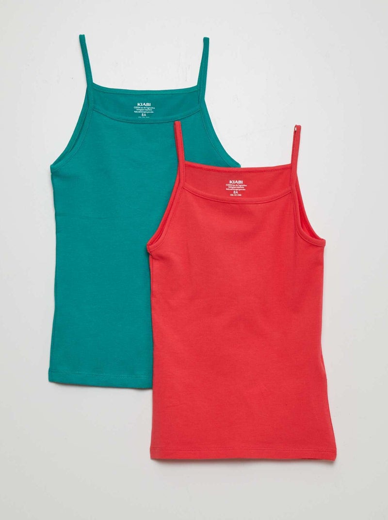 Pack de 2 camisetas lisas sin mangas ROSA - Kiabi