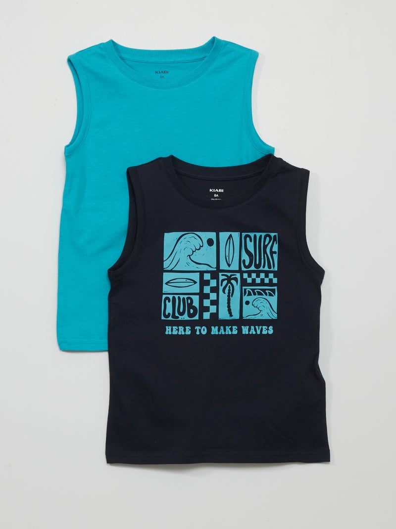 Pack de 2 camisetas sin mangas AZUL - Kiabi