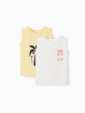 Pack de 2 camisetas sin mangas de algodón con estampados de playa