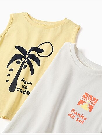 Pack de 2 camisetas sin mangas de algodón con estampados de playa