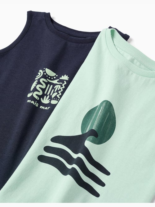 Pack de 2 camisetas sin mangas de algodón con estampados de playa - Kiabi