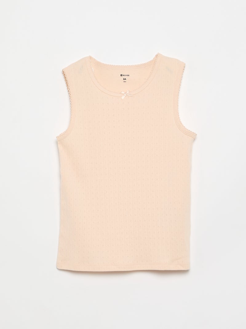 Pack de 2 camisetas sin mangas de punto calado Blanco - Kiabi