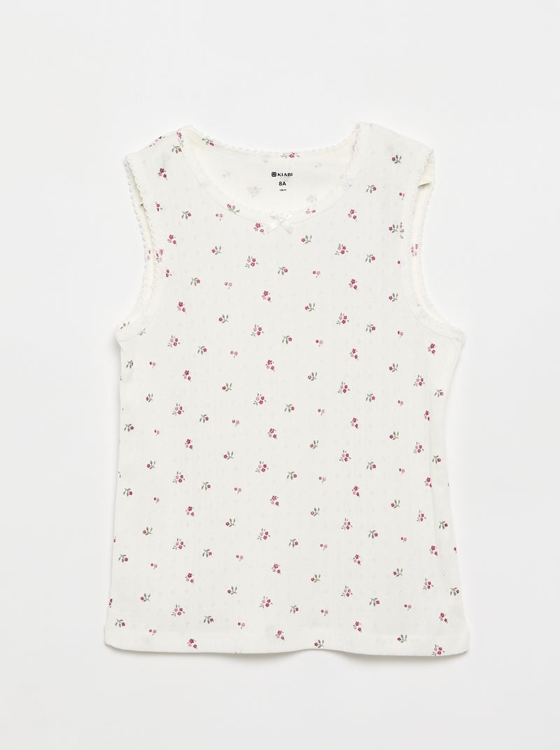 Pack de 2 camisetas sin mangas de punto calado Blanco - Kiabi
