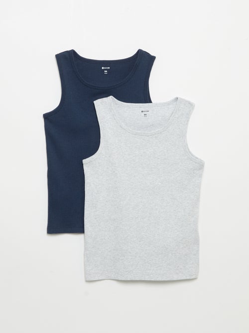 Pack de 2 camisetas sin mangas lisas de canalé - Kiabi