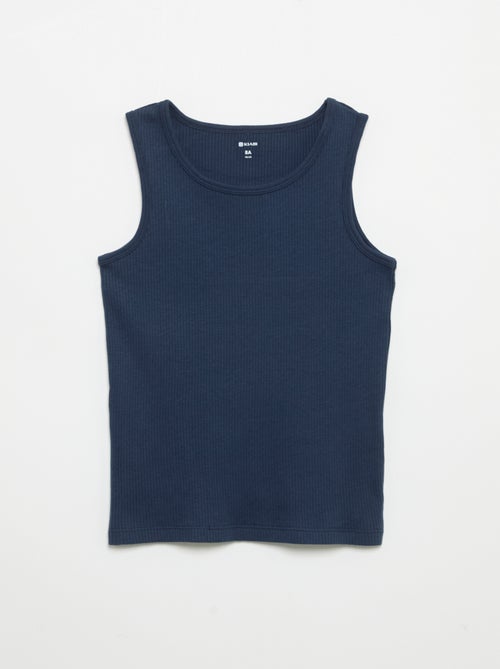 Pack de 2 camisetas sin mangas lisas de canalé - Kiabi