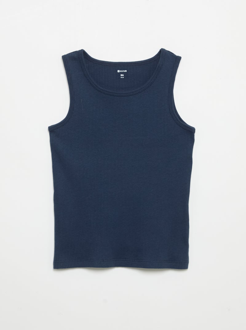 Pack de 2 camisetas sin mangas lisas de canalé Azul - Kiabi