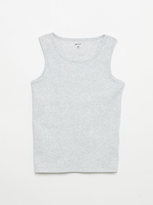Pack de 2 camisetas sin mangas lisas de canalé - Kiabi
