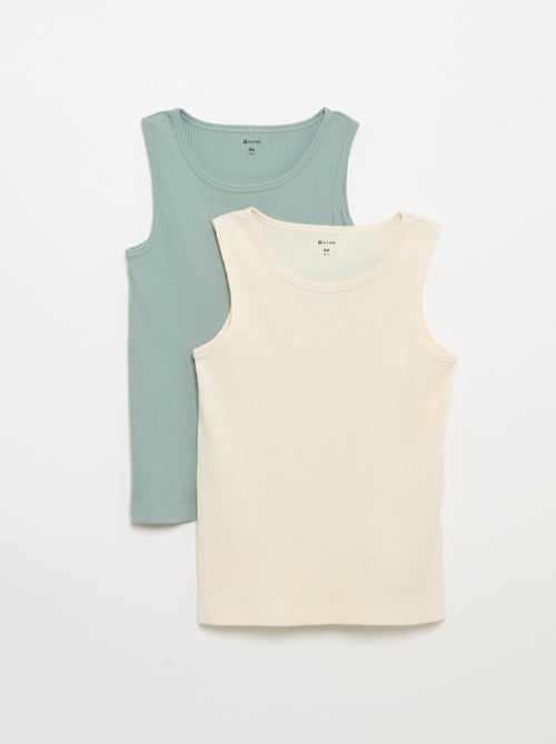 Pack de 2 camisetas sin mangas lisas de canalé - Kiabi